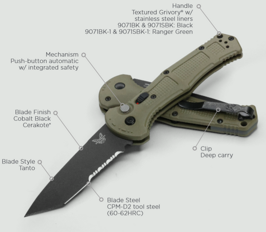 Benchmade Claymore Tanto 9071SBK-1 Green Serrated