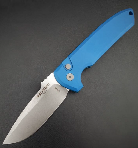 ProTech Rockeye Blue Handle Stonewashed Blade LG301-Blue
